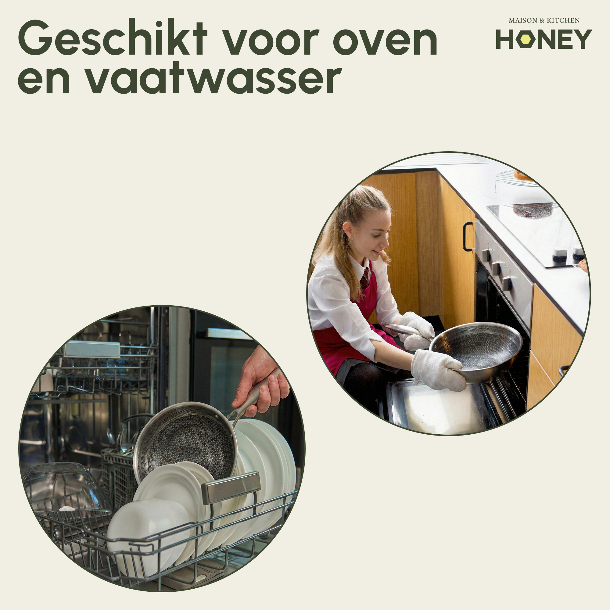 Wokpan Honey - Keramische coating - 32 cm - PFAS-vrij - RVS