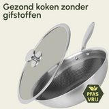 Wokpan Honey - Keramische coating - 32 cm - PFAS-vrij - RVS