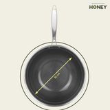 Wokpan Honey - Keramische coating - 32 cm - PFAS-vrij - RVS