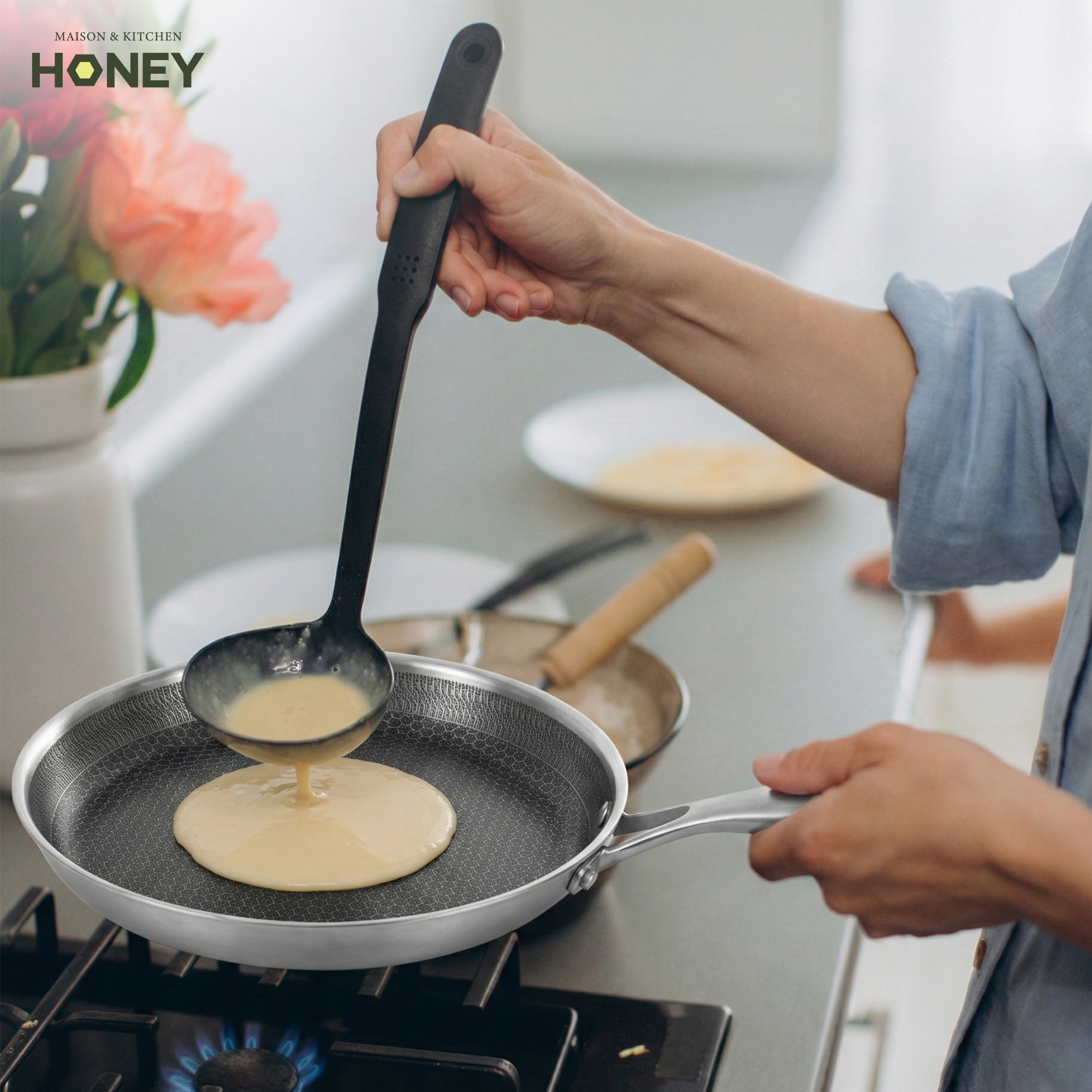 Pannenkoekenpan Honey - Keramische coating - 32 cm - PFAS-vrij - RVS