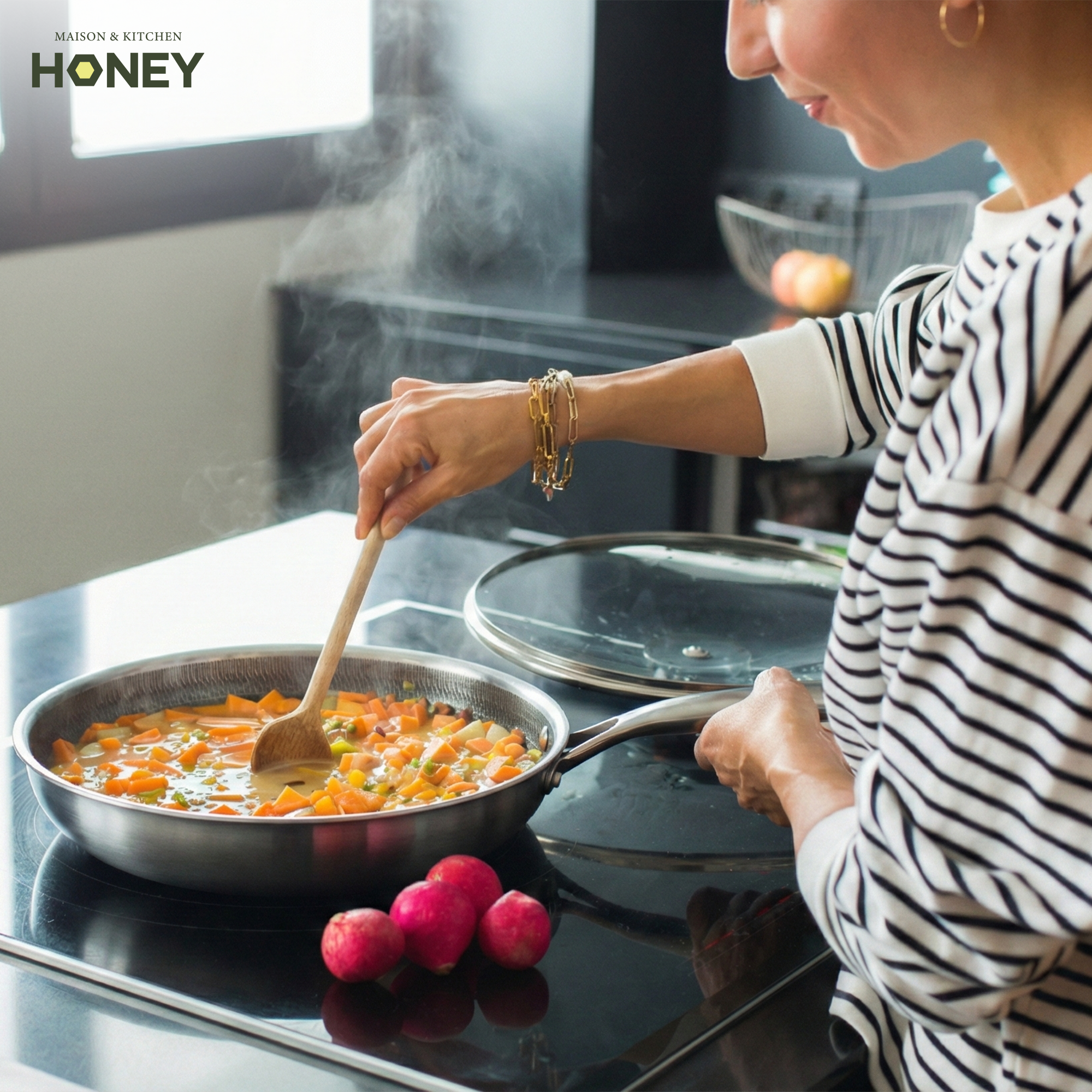 Koekenpan Honey - Keramische coating - 32 cm - PFAS-vrij - RVS