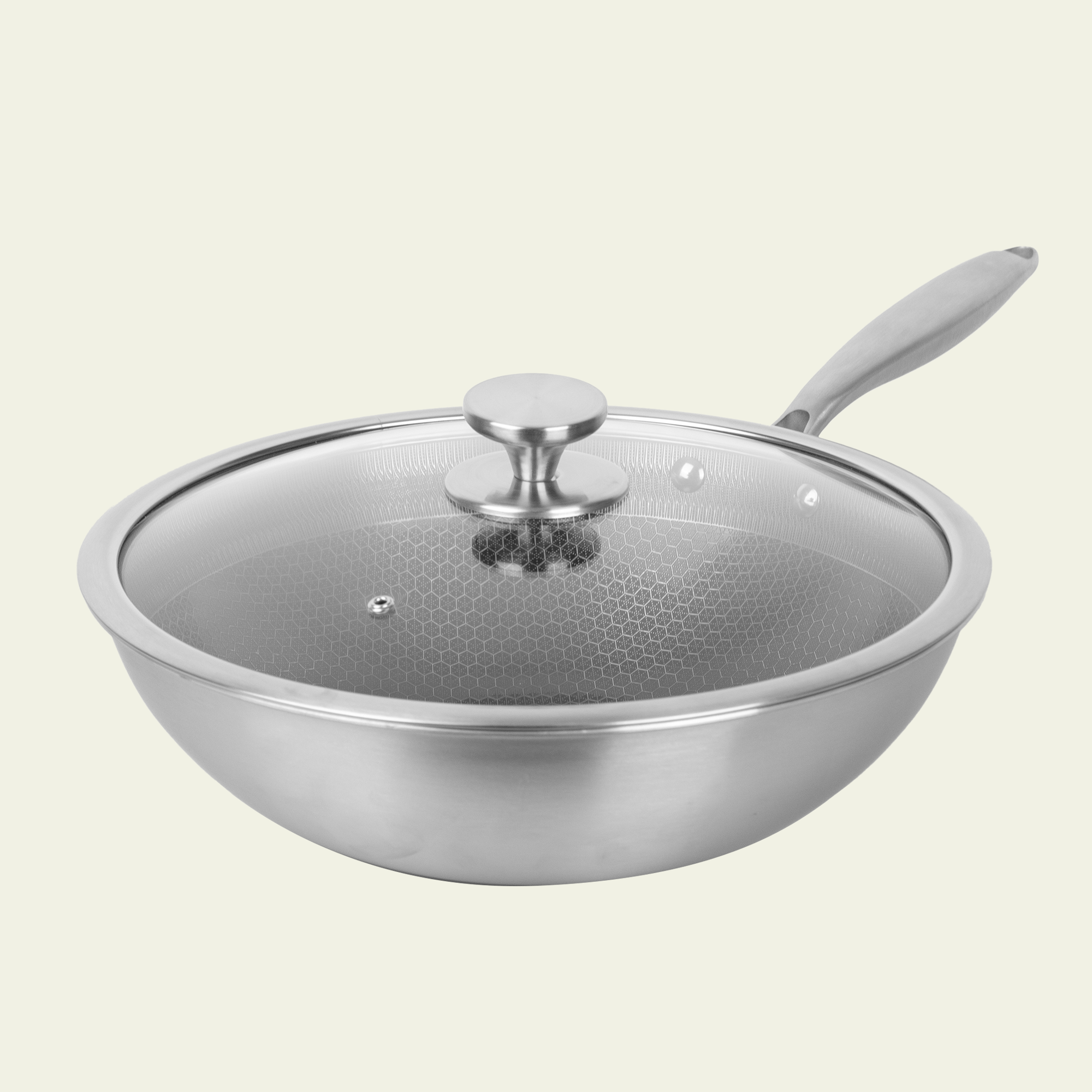 Wokpan Honey - Keramische coating - 32 cm - PFAS-vrij - RVS